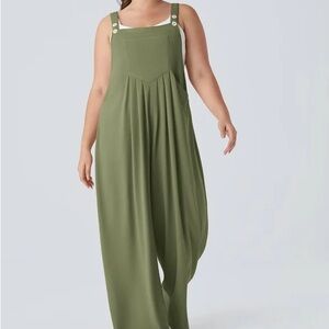 Halara adjustable button strap wide leg overalls